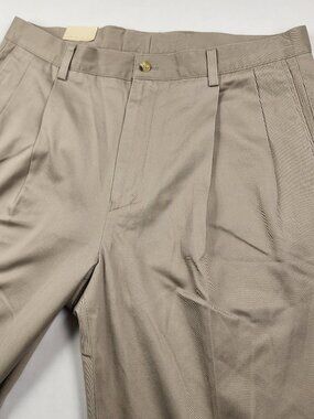 Covington Mens 36x34 Khaki Chino Pants 100% Cotton Double Pleated Classic NWT